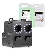 BeamZ Cyclone200 Seifenblasenmaschine mit Nebel & LED, inkl. 10L Flüssigkeit, Nebelmaschine mit 24 RGBW LEDs - Smoke Bubble Machine, DMX & Fernbedienung, Seifenblasen Maschine für Partys & Events