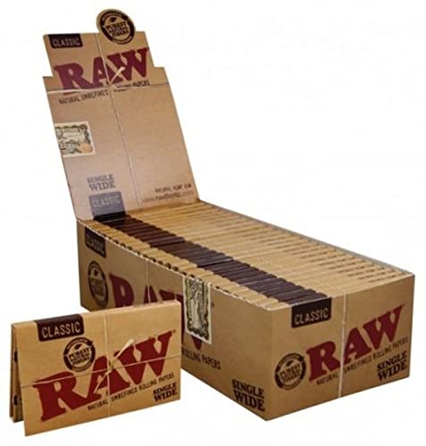 RAW Natural Single Wide Double,UNREFINED ROLLING PAPERS, 25 pack/box