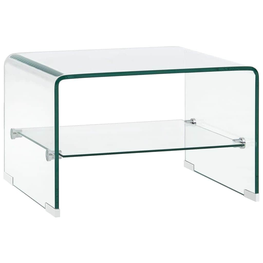 vidaXL Table Basse – Table de Salon en Verre Trempé, Étagère Intégrée, 50x45x33 cm
