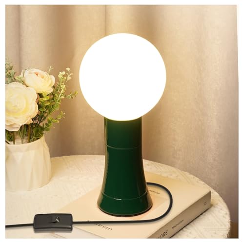 BrightWish Lampada da Tavolo Moderna con Lampadina G125 Sostituibile e Interruttore a Cavo, 7W 3000K E27, Base Alluminio - Non Dimmerabile (Verde Scuro)