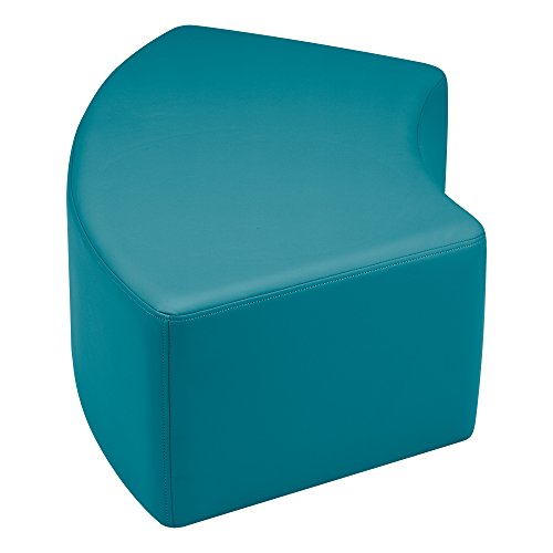 Image of Sprogs 12 inch H Structured S-Curve Stool -Flexible Modular Collaborative Soft Seating for Office, Home, Lounge and School Classrooms with Durable Frame & Set of 6 inch Legs Add-on -Teal