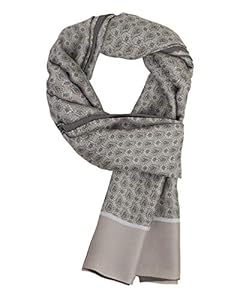 WANYING Homme Soie Synthétique Écharpe Double Couche Casual Business pour Automne Printemps 170×30cm Gris Clair Paisley