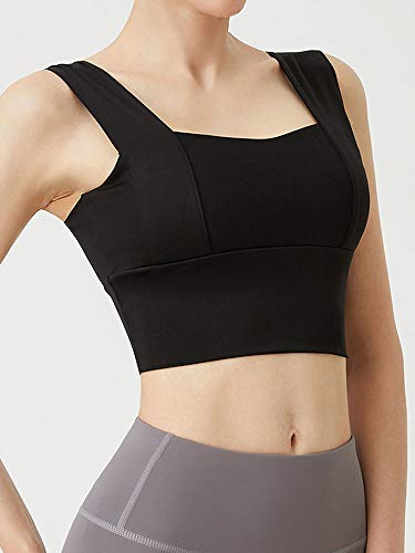 Ajcoflt Sutiã esportivo feminino push-up à prova de choque acolchoado tops recortados com tope regat