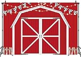 LTDKAEN Red Barn Door Backdrop Wooden Barn Door Farmhouse Photography Rustic Farm Backdrop Country Scene Farm Party Decoration Photo Props for Party(8×6FT)