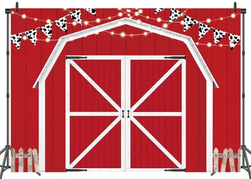 LTDKAEN Roter Hintergrund für Scheunentür, Bauernhaus, Fotografie, rustikaler Bauernhof-Hintergrund, Landhaus-Szene, Bauernhof, Party-Dekoration, Foto-Requisiten für Party, 2,3 x 1,8 m