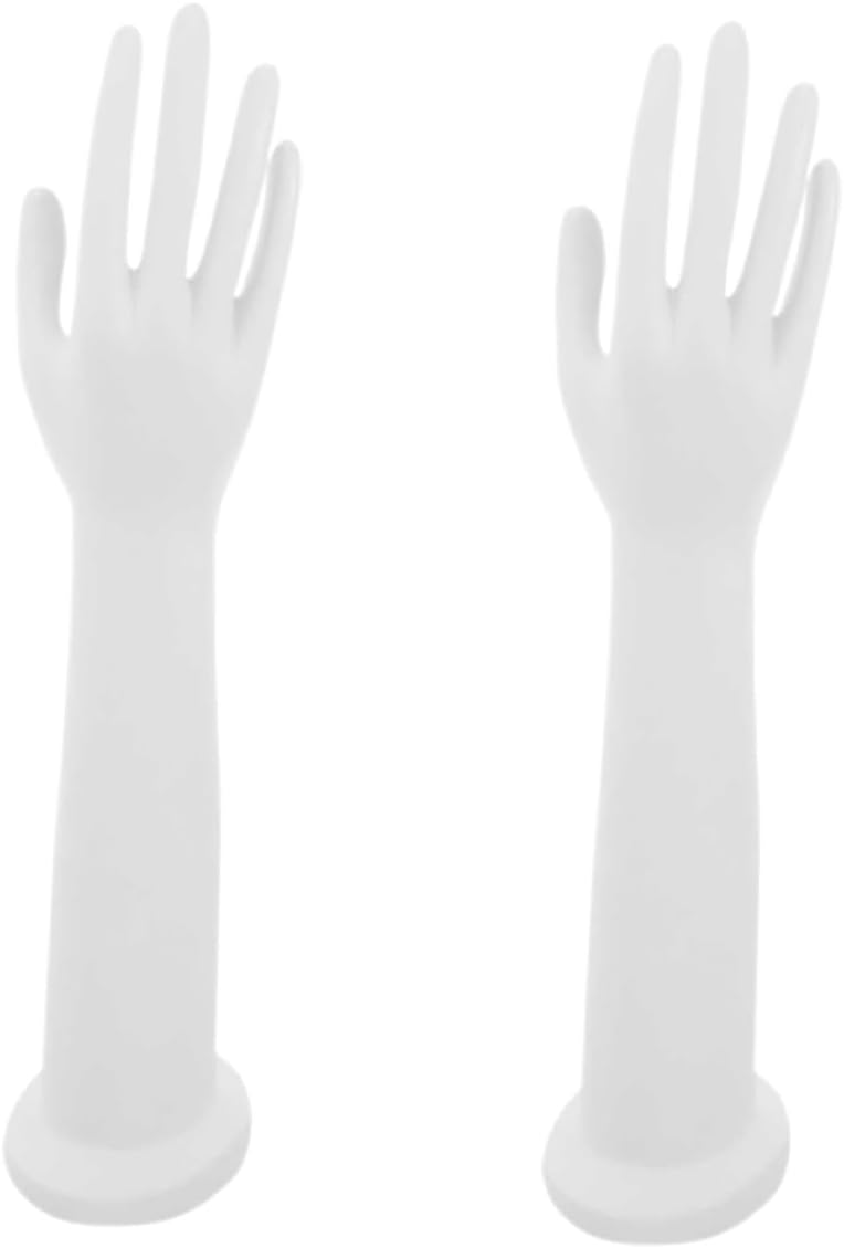 SAFIGLE 2pcs Female Mannequin Hand Display Model, Matte White PVC Jewelry Holder Stand for Rings Bracelets Wedding Photography Props, Hand Jewelry Display for Retail and Tabletop