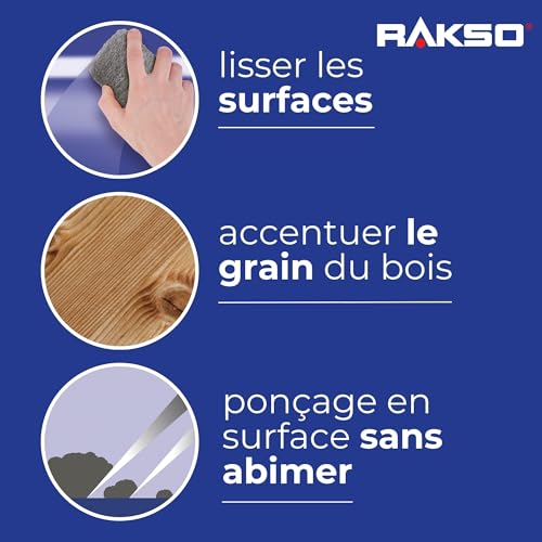 RAKSO Laine d'acier grossiere 3, 200g, lisse le bois, enlève saleté sur carreaux/sols en pierre, polit tuyaux/raccords en cuivre, Paille de Fer pour Nettoyage Intensif et Dérouillage – vue 4