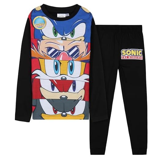 Sonic The Hedgehog Pijama Niño, Conjunto de Pijama Largo, Ropa de Dormir Knuckles Shadow, Ropa Invierno, Regalo para Gamer (5-6 Años, Multi)