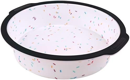 Silicone Round Cake Pan 9 inch, Non-Stick Round Baking mold with reinforced Stainless Steel frame inside, BPA FREE, Dishwasher, Oven and Microwave Safe, Aichoof