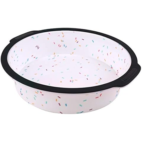 Aichoof Silicone Round Cake Pan 9 inch, Non-Stick Round Baking mold with reinforced Stainless Steel frame inside, BPA FREE, Dishwasher, Oven and Microwave Safe Cover