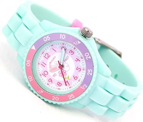 Tikkers Children's Girls Aqua Green Flowers Theme Silicone Time Teacher/Tutor Watch - NTK0004