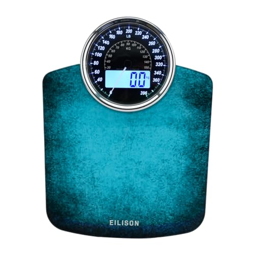 EILISON - EILISON Highly Advance 2-in-1 Digital & Analog Weighing Scale for Body Weight-400lbs, 4 High Precison GX Sensor Accurate, Thick Tempered Glass, Extra Large Display (Blue)