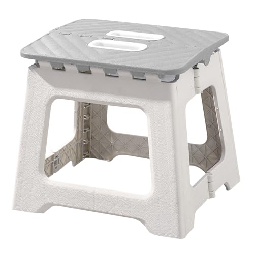 Sonicefit Folding Step Stool, Portable Kid’s Step Stools 150KG Capacity Adult's Camping Chair, Non-Slip Compact Stepping Stool with Handle, Space Saving Stool for RV Bathroom Kitchen Picnic Home(Gray)