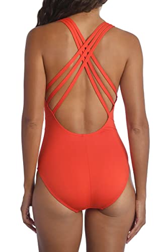 Image of La Blanca Women's Island Goddess Deep-V Strappy Back Mio One Piece Swimsuit with Tummy Toner
