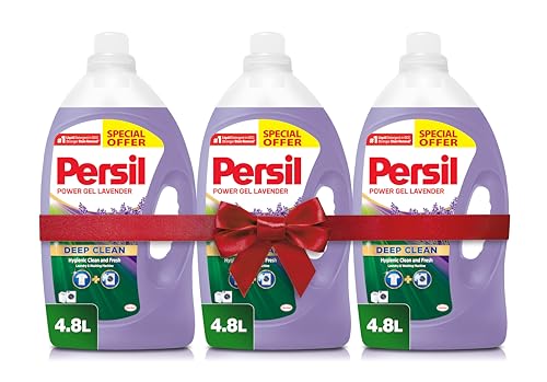 Persil Power Gel Liquid Laundry Detergent, With Deep Clean Technology, Lavender, Pack of Three, 3 x 4.8L