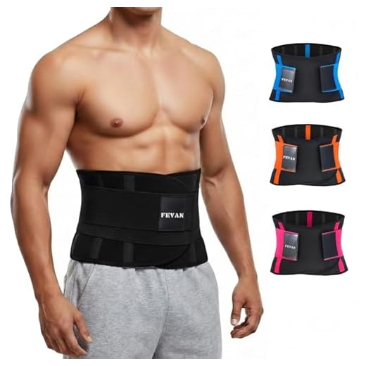 FEVAN Faja Lumbar Hombre y Mujer - Faja Abdominal Hombre y Mujer con Doble Ajuste y Soportes Lumbares - Cinturon Lumbar para Aliviar Dolor de Espalda. (S/M, Negro)