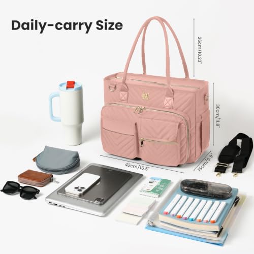 Image of Teacher Tote Bag for Women,Laptop Work Bag for Business Travel,Quilted Nurse Bible Computer Bag Briefcase Gift