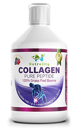 Nutrality Grass Fed Collagen Peptides, 500 mL, Pure Liquid Bovine Proteins with Hyaluronic Acid and Silica, 10,000mg of Type 1 and 3, Natural Fruit Juice Flavor