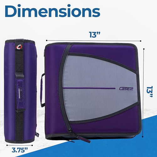 Case-it Mighty Zip Tab School Zipper Binder | 3-Inch O-Rings, 600-Sheet Capacity, 5-Subject Expanding File Folder, Multiple Pockets & Storage Organizer, Shoulder Strap | D-146 Purple Eclipse - Thumbnail 5