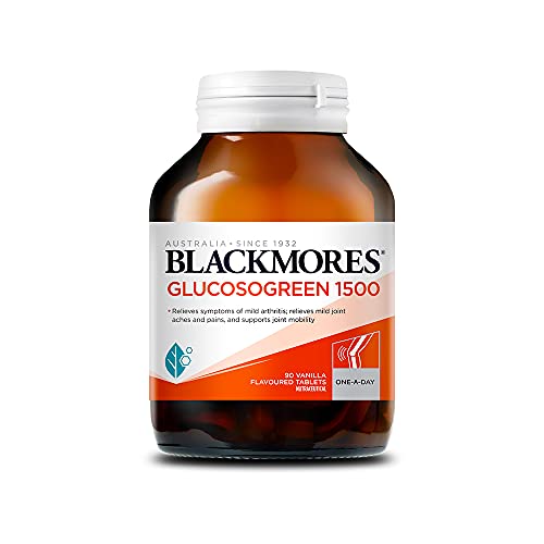 Blackmores – Glucosogreen 1500 | Maintains Joint Health | Support Healthy Joint Cartilage|Relieves Mild Joint Inflammation & Joint Stiffness |1500mg Vegetarian Glucosamine Sulfate | 90 Vanilla Flavored Tablets Blackmores – Glucosogreen 1500 | Maintains Joint Health | Support Healthy Joint Cartilage|Relieves Mild Joint Inflammation & Joint Stiffness |1500mg Vegetarian Glucosamine Sulfate | 90 Vanilla Flavored Tablets