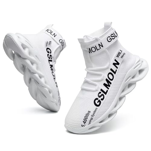 Image of Jakcuz Men's High Top Sneakers Plus Size Breathable Gym Athletic Running Walking Tennis Comfortable Fashion Platform Shoes