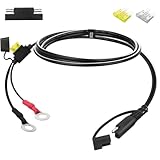 SCCKE 3FT 14AWG Ring Terminal to SAE Harness Quick Connect/Disconnect Assembly, 20A Fuse