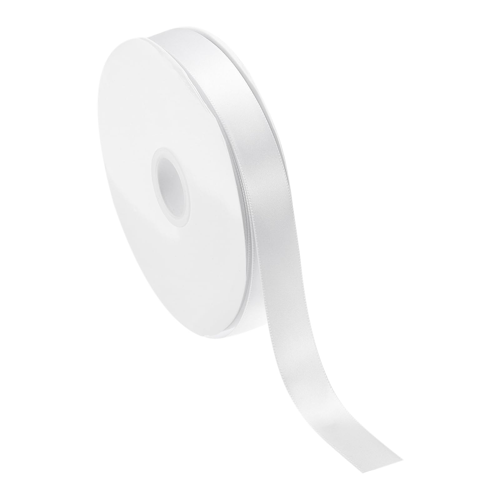 PATIKIL 5/8 Inch x 60 Yards Solid Satin Ribbon, Polyester Fabric Ribbon Roll Single Faced for Gift Wrapping Crafts Wedding Birthday Bouquet Hair Bows DIY Decoration, White