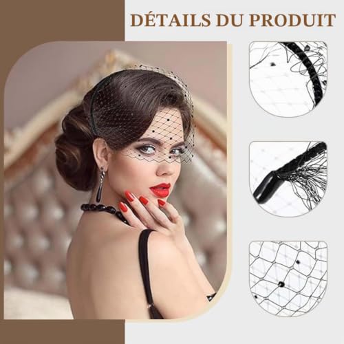 LAKJUOZ Fascinators Pour Femmes Fille Chapeau Bibi Style Années 1920, Chapeaux Fascinator De Mariage Pour Femmes Dames, Maille Bandeau Pour Tea Party Mariage Cocktail – vue 3
