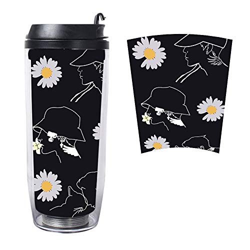 Taza de Viaje Mug Café Reutilizable Taza de Café Café para Llevar Unisex Para Bebida Cuerpo Doble Pared Vaso de Plástico G-DRAGON TAEYANG DAESUNG