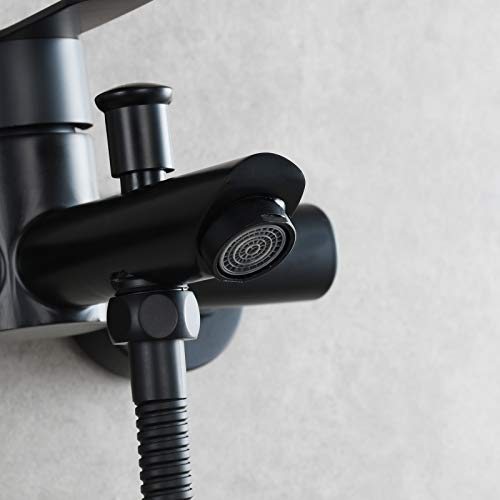 Tecmolog Wall Mount Bathtub Faucet Stainless Steel Single Handle Tub Filler 2 Hole Tub Faucet Black, Sna516B #TOP5