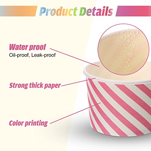 500 Pcs Paper Ice Cream Cups, 8 Oz Disposable Dessert Sundae Bowls Frozen Yogurt Twill Snack Soup Hot Cold Food Paper Cups For New Year, Birthday, Wedding, Baby Shower, Party Supplies, Multicolor #TOP2