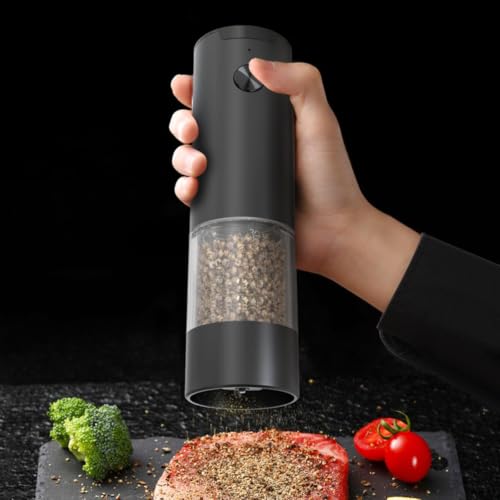Nexbrill Moulin à poivre électrique automatique pour sel et épices - Grosseur réglable avec lumière LED - Pour cuisine, salle à manger - 19,57 x 7,6 cm – vue 2