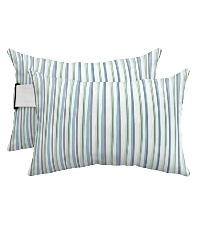 Chaise Lounge Head Pillow Headrest Pillow Covers, Teal Blue Grey Striped Lumbar Pillow Case Outdoor Waterproof Throw Pillow for Pool Patio Beach 4 Pack-11x16 Hand Drawn White Modern Art Aesthetics