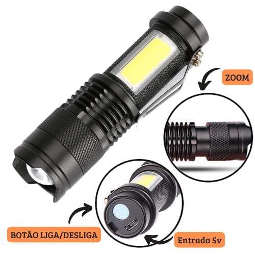 Lanterna Recarregável Luz Negra Uv Resistente A Água