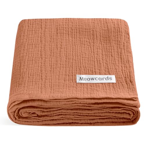 Image of meowcards Muslin Swaddle Blankets for Baby, Unisex Baby Boys Girls Essentials, Large 47 x 47 inches, Boho Receiving Blankets Newborn Registry Must Haves (Brick, Simple)