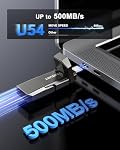 Vansuny 1TB Portable External Hard Drive Up to 500MB/s USB Solid State Drive USB 3.2 Dual SSD for Android Phone Tablet Laptop MacBook PC