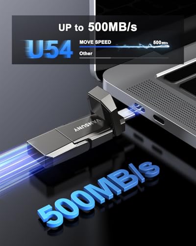 Image of Vansuny 1TB Portable External Hard Drive Up to 500MB /s USB Solid State Drive USB 3.2 Dual SSD for Android Phone Tablet Laptop MacBook PC