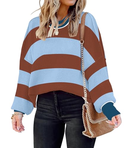 Image of Womens Oversized Sweaters Fall 2026 Fashion Clothes Colorblock Knit Tops
