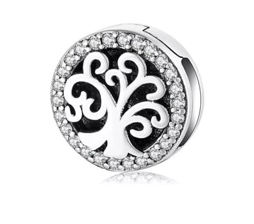 Charm de clip árbol de la vida plata de ley 925 compatible con pulsera Pandora Reflexions