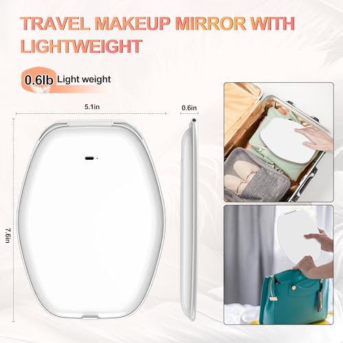 Portable Travel Makeup Mirror with Adjustable LED Lights