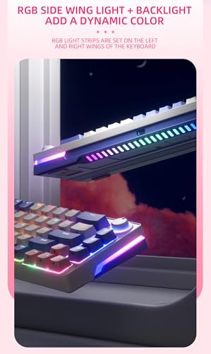 Image of ZIFRIEND Mechanical Gaming Keyboard - 68-Key Compact Layout with RGB Backlit, Ergonomic Design, Hot-Swappable Switches, Colorful Lighting Effects, and Volume Knob