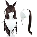 ダイイチルビー コスプレウィッグ ダイイチルビー ウマ耳 しっぽ付き ウマ娘 耐熱 文化祭 小物 ハロウイーンウィッグ かつら wig ネット付き コスチューム