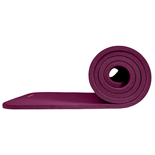 Retrospec Solana Yoga Mat 1/2" Thick W/Nylon Strap For Men & Women - Non Slip Excercise Mat For Yoga, Pilates, Stretching, Floor & Fitness Workouts, Boysenberry #TOP3