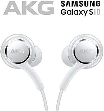 ElloGear OEM Earbuds Stereo Headphones for Samsung Galaxy S10 S10e Plus Cable - Designed by AKG - with Microphone and Volume Buttons (White)