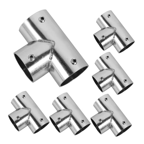 Garneck Stainless Steel Pipe Fittings 6 Pack Clamps Tee Connectors End Rails Easy Install Universal Accessory Kit