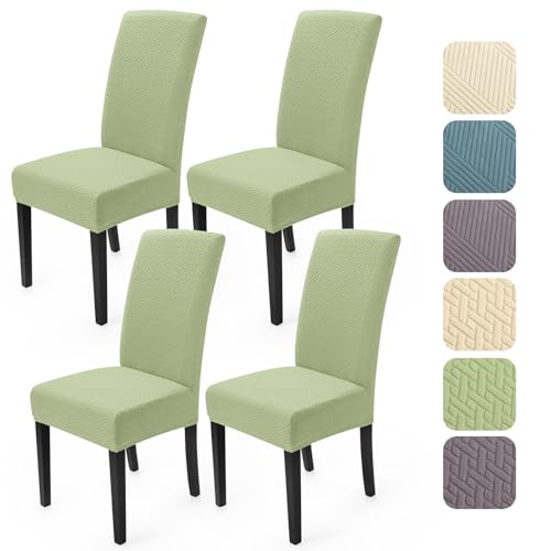 Housses de Chaise de Salle à Manger 4 Pièces Housses de Chaise Extensible Jacquard Couverture de Chaise de Cuisine Amovible Lavable pour Décor Hôtel Maison...