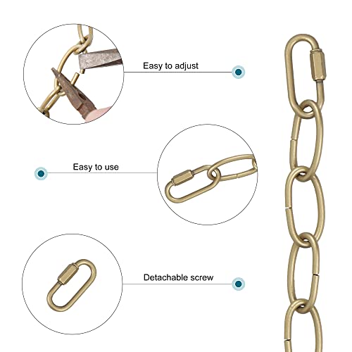 Image of Gold Lighting Chain, 19 Feet Metal Chandelier Chain Extension, Heavy Duty Pendant Chandelier Lighting Fixture Extra Chain with Connection Locks for Hanging Light