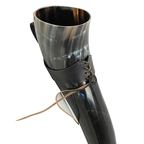 Armory Replicas Xl Medieval 100% Natural Cow Drinking Beer Horn With Black Leather Belt Frog #TOP4