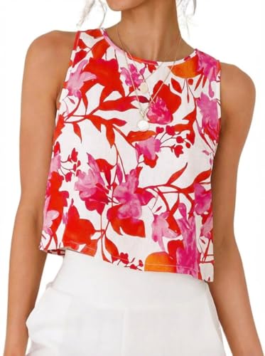 Image of IDEALSANXUN Womens Linen Crop Tank Tops 2026 Spring Summer Sleeveless Tops