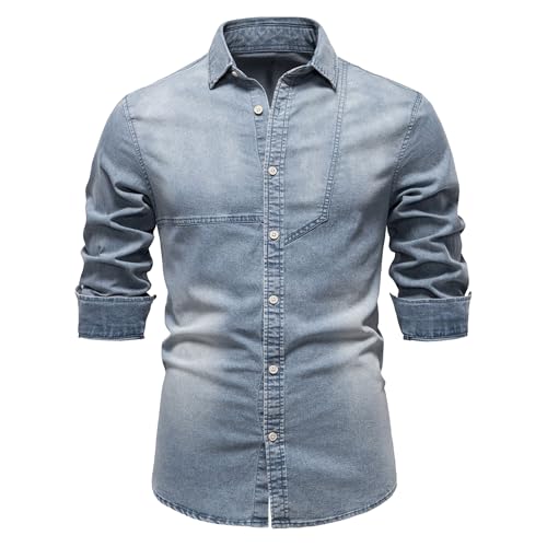 Chemise en jean à manches longues homme pour masquer les imperfections